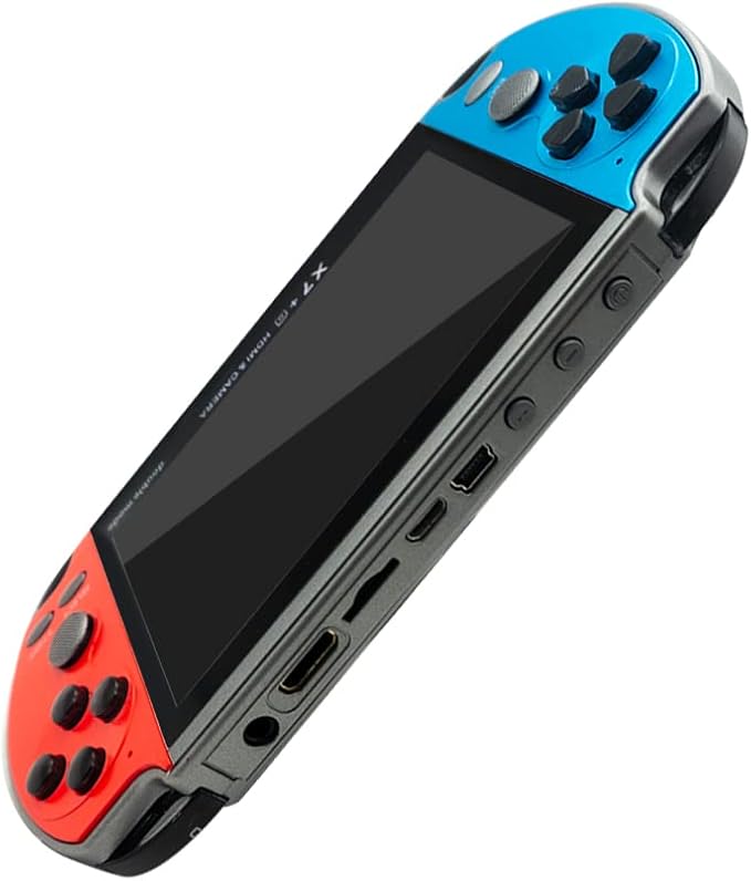 DREAMHAX X7 Plus Handheld Game Console , Preload 10000 Games Portable Video Games Support HDMI Output & Double Player Classic Arcade Retro Game Player (4.3" Screen Red & Blue)