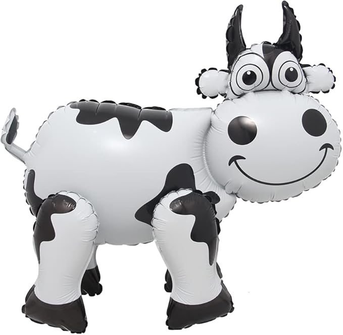 4D Walking Balloons Animal Foil Balloon Lion Panda Alpaca Cow Horse hippo leopard Ballon Jungle Forest Zoo Theme Baby Shower Birthday Party Supplies (4D Cow)
