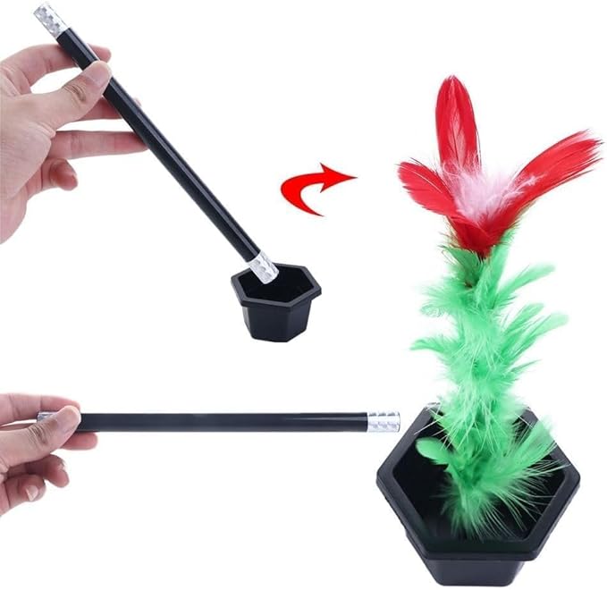 1Set Black Magic Wand to Flower for People Playing Toys,Novelty and Gag Toys,Magic Trick Wand,Magicians Tricks Close-up Magic Prop Magic Flower Stick Kits and Accessories,Games
