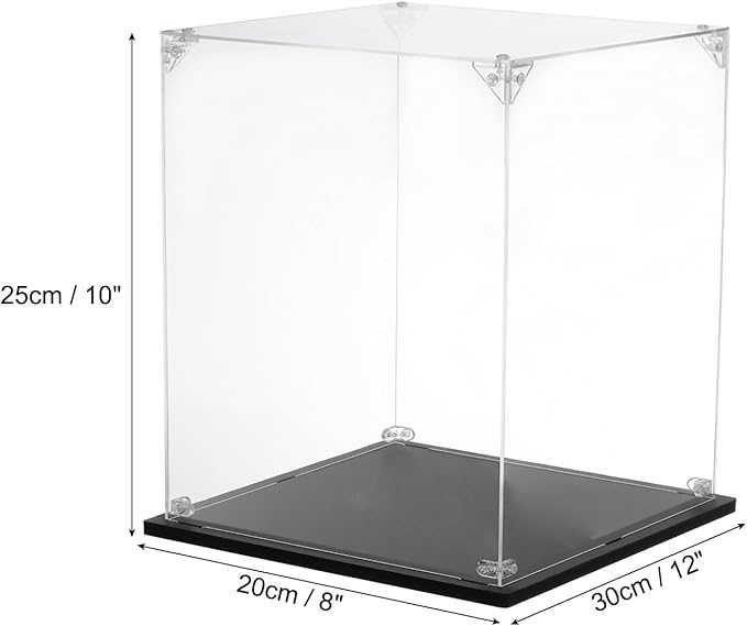 MECCANIXITY Acrylic Display Case, 8''x12''x10'' Clear Display Box Assemble Dustproof Display Box Storage Organizer for Collectibles Action Figures