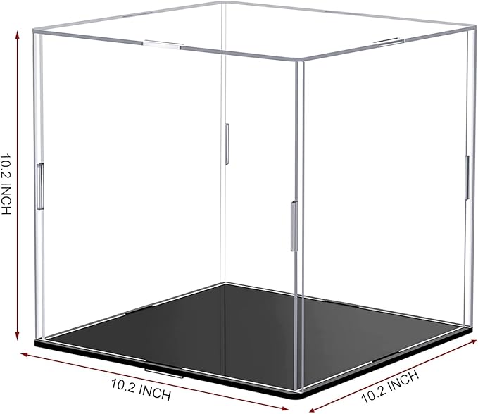 Clear Acrylic Display Case,Self-Assembly display cases for figures,countertop Box Cube Organizer Stand Riser Dustproof Showcase for Basketball Soccer ball Figure Toys Collectibles(10.2x10.2x10.2 inch)