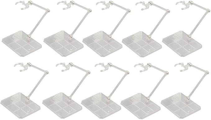 Migaven Action Figure Stand, 10pcs Assembly Action Figure Display Holder Base Doll Model Support Display Stand Compatible with HG RG SD SHF Gundam 1/144 Toy Clear