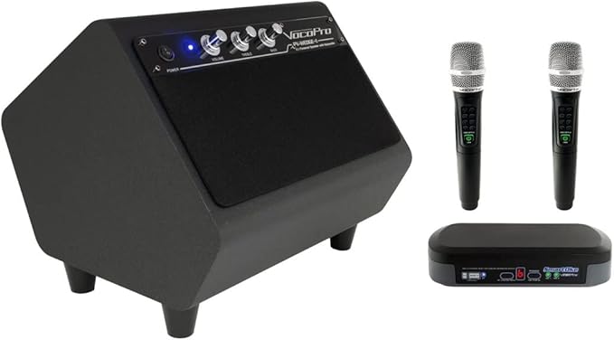 VOCOPRO SmartOke-Pro DSP Karaoke Mixer with Two Wireless Microphones 2.1 Powered Vocal Speaker 100-Watt Built-in Subwoofer for Smart TV and Tablet