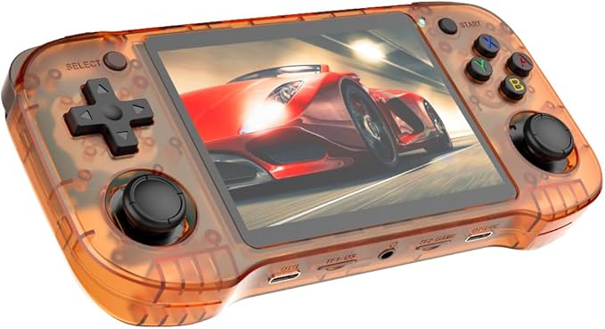 R46H Retro Handheld Game Console - Over 15000 Classic Games, 4.2- Inch IPS Screen, Over 10+Emulators, Rechargeable Portable Pocket Game Console，ChristmasGift (64G Orange)
