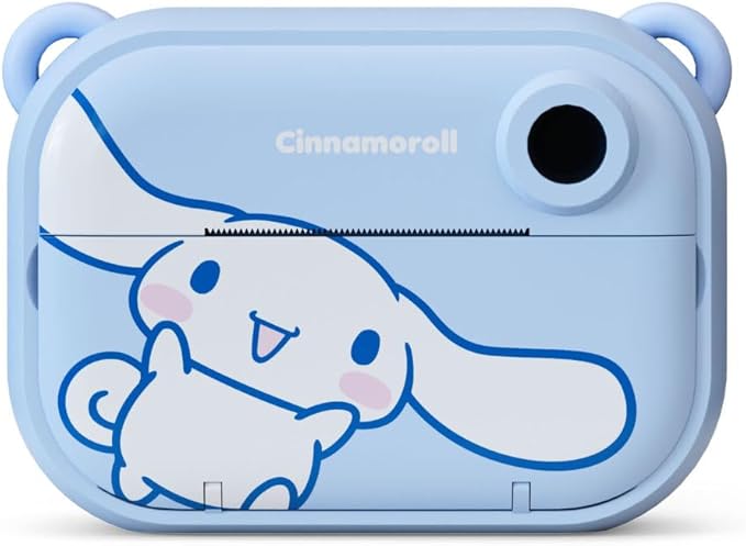 kiimento Sanrio Licensed Instant Print Digital Camera, Best Travel Buddy Cinnamoroll, 2.4” HD Screen, Ink-Free B&W Printing, Selfie Lens, 1080p Video, 32GB Memory Card (Model P)