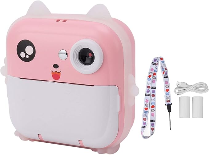 Digital Print Camera for Kids, 1080P Instant Camera for Children, Kids Camcorder Toddler Camera with Print Paper, Support Automatic Focus (Pink)