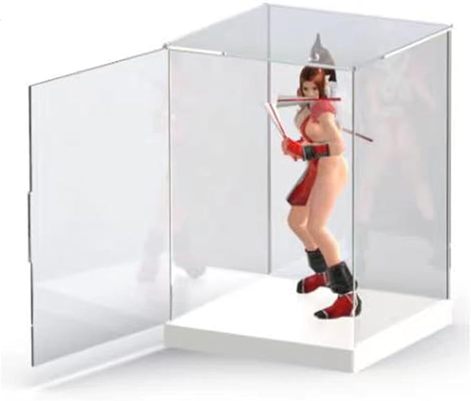 Openable Clear Acrylic Display Case-Assemble Countertop Box with White Base for Display-Clear Display Box,Dustproof Protection Showcase for Figures Toys Collectibles (6x6x10inch/15x15x25cm)