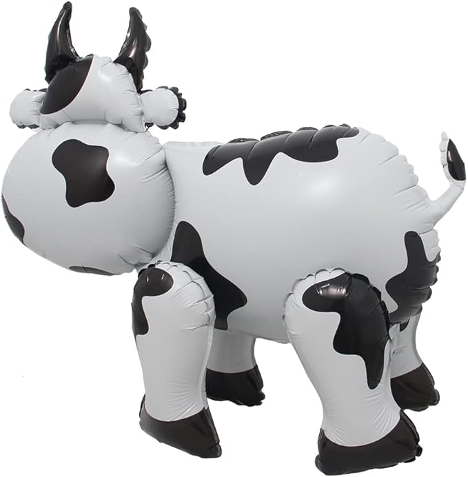 4D Walking Balloons Animal Foil Balloon Lion Panda Alpaca Cow Horse hippo leopard Ballon Jungle Forest Zoo Theme Baby Shower Birthday Party Supplies (4D Cow)