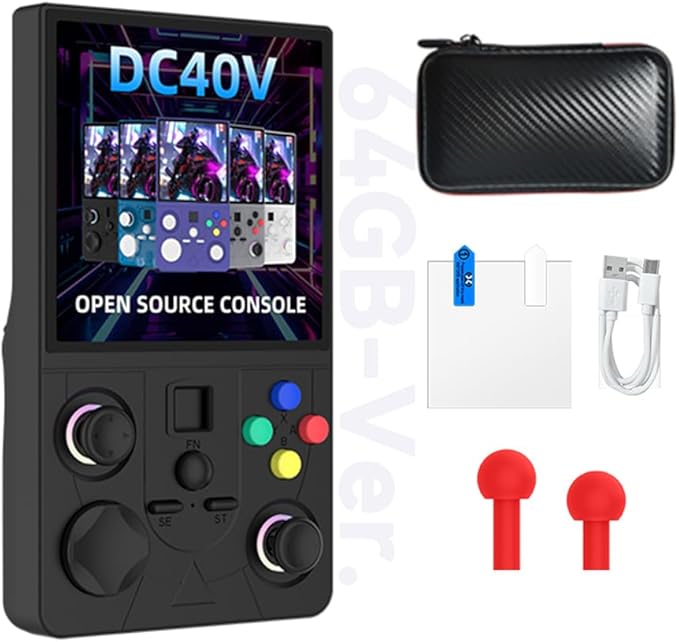 DC40V Handheld Game Console 4.0inch 720*720 IPS 1:1 Screen 4000mAh RK3326 Linux Game Console Black-64