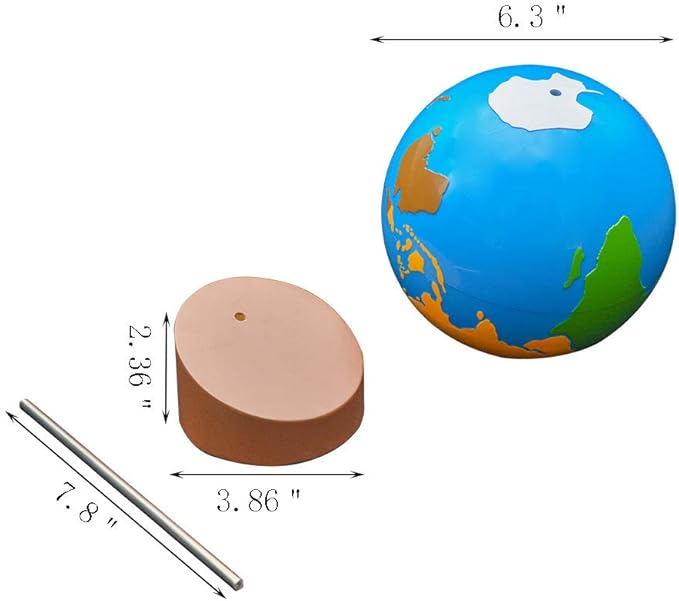 Montessori Globe - World Parts Science and Cultural Geography Materials Continental Globe and Sandpaper Globe Early Education Teaching aids Toys