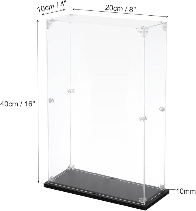MECCANIXITY Acrylic Display Case, 4''x8''x16'' Clear Display Box Assemble Dustproof Display Box Storage Organizer for Collectibles Action Figures