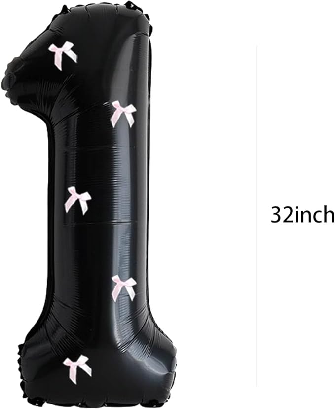 PLAP Birthday Number Balloon Bow Black Party Supplies 32 "Birthday Number Decoration (Number 1)