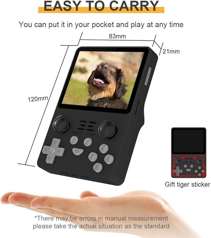 RGB20S Handheld Game Console Built-in 15,000 Games 64G 3.5 Inch IPS Screen Open Source System, Retro Games Consoles Classic Emulator (Black)