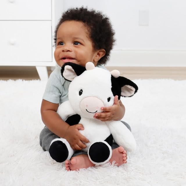 The Peanutshell Plush Cow Stuffed Animal - 10 inch - Baby Safe - Machine Washable - Soft Cow Baby Toys, Newborn Infant Toddler, Plushies for Boys Girls, Stuffies, Farm Nursery Decor