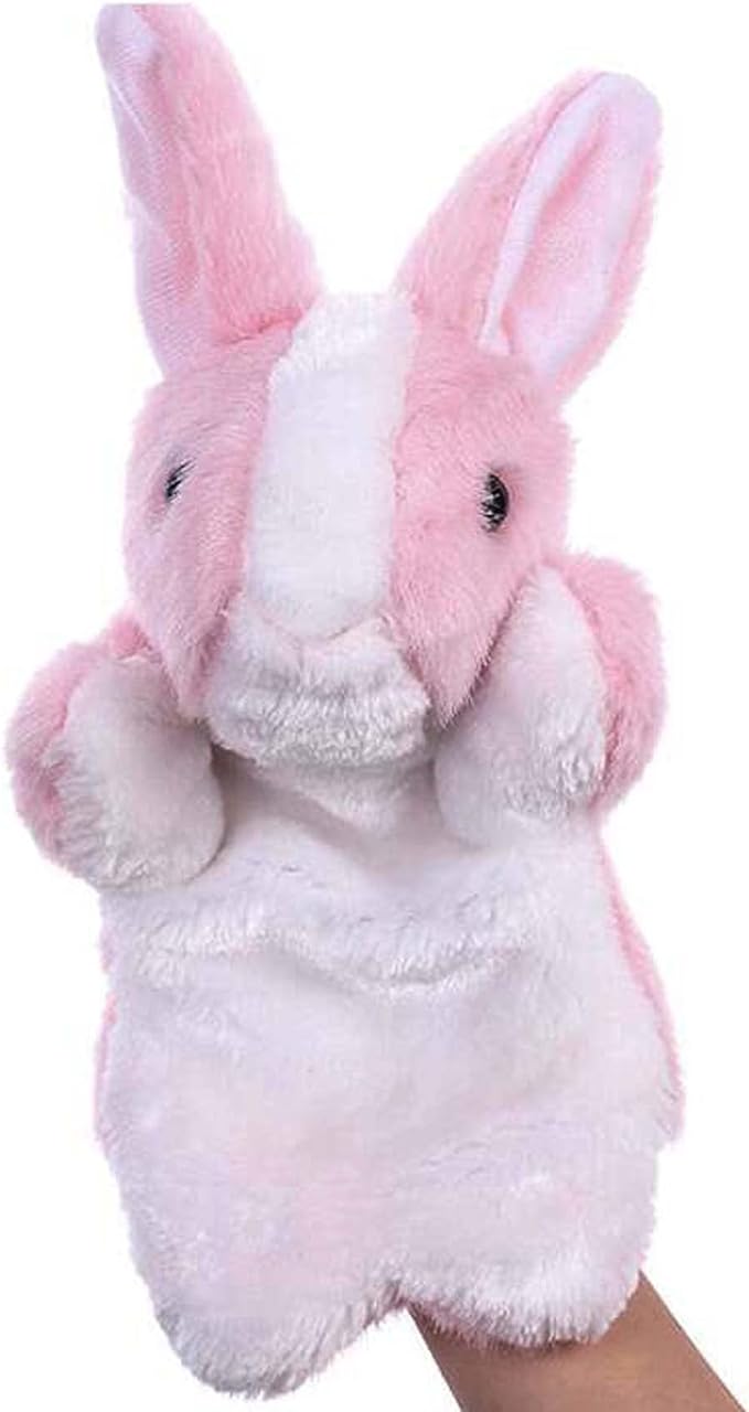 Bunny Hand Puppets Rabbit Plush Animals Toys for Kids Imaginative Pretend Play Storytelling (Pink)
