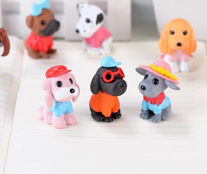 8 Pcs Mini Dog Figurines Set – Cute Resin Puppy Models, Kawaii Miniature Animals for Fairy Garden, Dollhouse, DIY Crafts, Cake Toppers, Birthday Party & Home Decorations, Collectibles for Dog Lovers
