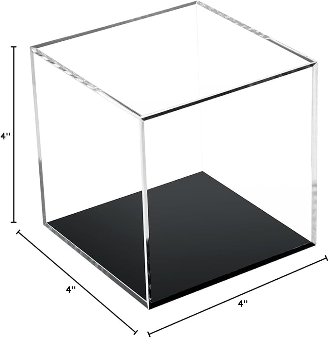 Transparent Acrylic Square Cube Containers with Lid Storage Boxes, Action Figures Home Storage Organizing Toys Craft Supplies Display Case, Countertop Plexiglass Display Case, 4x4x4Inch