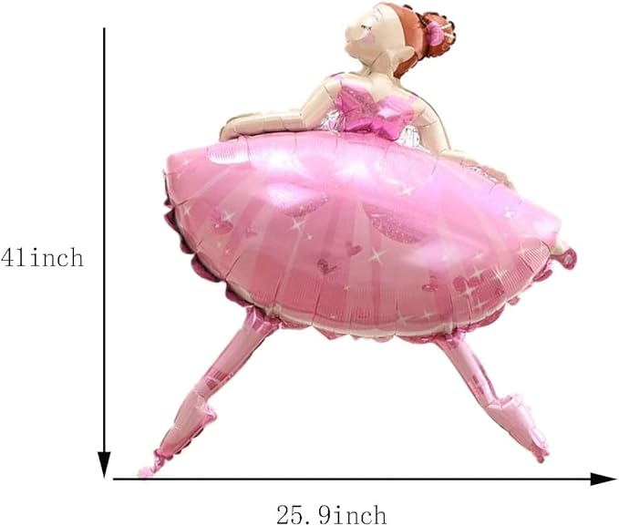 2PCS Pink Ballet Dancing Girl Foil Balloon Aluminum Foil Mylar Helium Party Balloon for Birthday Party Decoration Wedding Baby Shower Ballet Dancing Themed Party