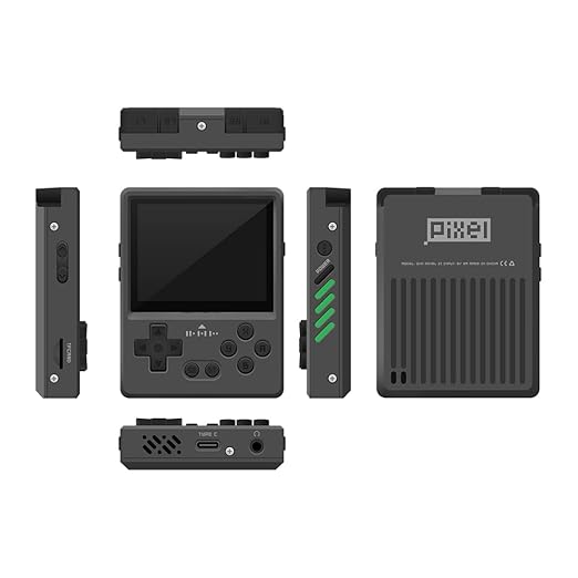 GKD Pixel 2 Metal Console 2.4-inch IPS Screen Aluminum Body Gaming Player Retro Pocket Mini Game Console Portable Handheld Come With 64GB TF Card (Gray)