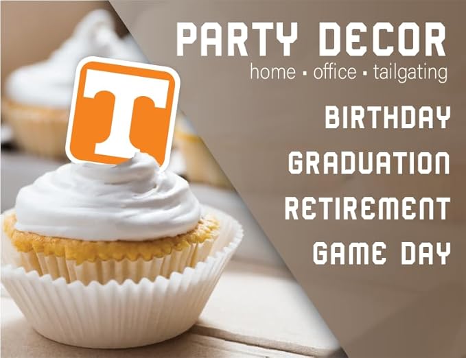 Tennessee Vols Cupcake Topper Party Supplies for Football, Birthday, Graduation Party Decorations (24 Pieces) (Tennessee Volunteers)