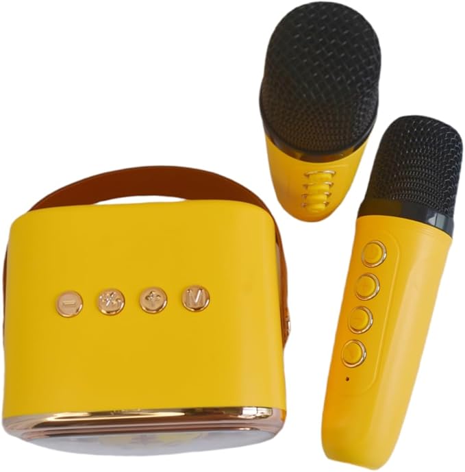 Mini Karaoke Machine for Kids Adults,Birthday Gift3,4,5, 6,7,8,9,10,11,12+Years Old,LED Portable Bluetooth Speaker with 2 Wireless Microphones,Small Music Gifts Toys for Girls Boys Singing