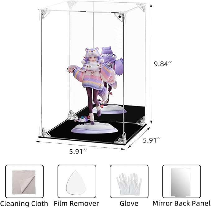 Anime Figurine Display Case, Clear Assemble Display Box Dustproof Protection Showcase for Collectibles Figures Doll Toys 6x6x10 Inch