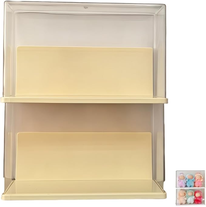 Clear Display Cases Compatible with Labubu 6.7inch Doll, Plastic Stackable Collectibles Showcase , Dust-Proof Storage Box with Lid for Model Car Stand, Small Doll, Mini Toy(Doll Not Included) (2pack)