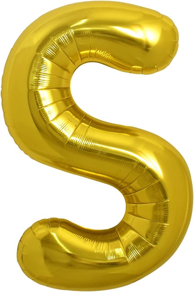 TONIFUL 40 Inch Large Gold Letter S Balloons, Helium-Filled Mylar Big Balloons for Birthday Party & Anniversary Celebrations