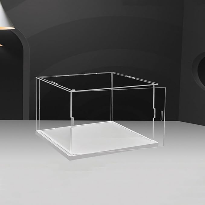 Clear Acrylic Display Case, Self-Assembly Acrylic Box with Transparent Side Door and White Thick Base, Dustproof Protection Showcase Organizer for Collectible Doll Toy Model (50X30X40cm/20X12X16inch)