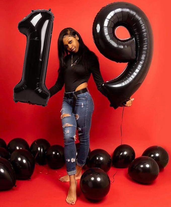 Numbers Balloon 3, 40 Inch Large Black Balloon for Three Year Old Birthday Decor, 3 13 30 31 Birthday Party Decorations for Wedding Supplies