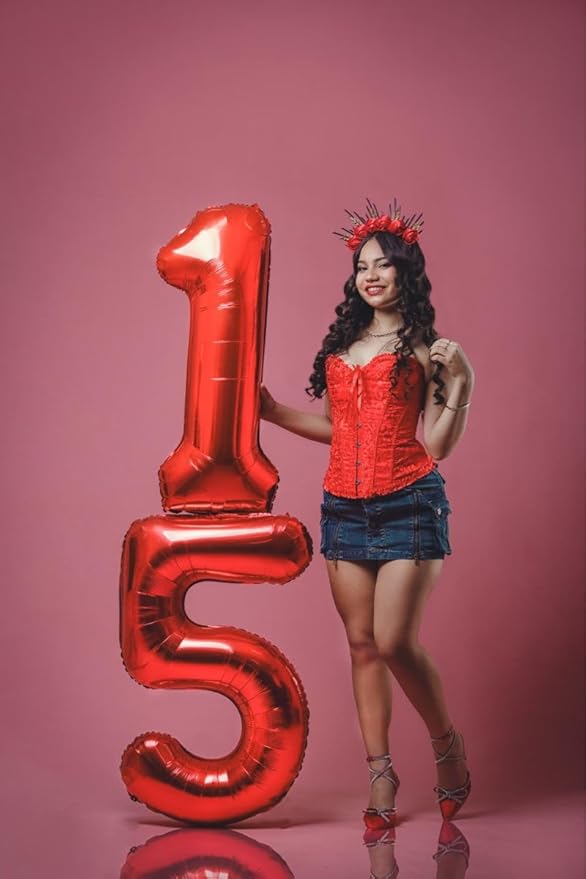 Number 14 Balloon, Large 14th Red Birthday Decorations for 1 4 14 41, 40 Inch Foil Balloon for Wedding Engagement Photo Shoot Memorial Day's Supplies