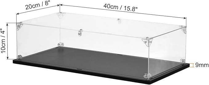 MECCANIXITY Acrylic Display Case, 15.8"x8"x4" Clear Display Box Assemble Dustproof Storage Organizer Showcase for Collectibles Action Figures