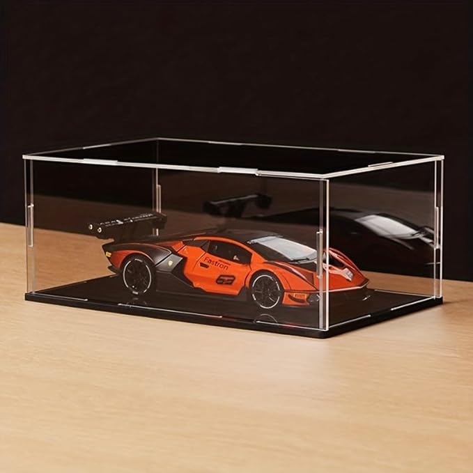 Clear Acrylic Display Case, Assemble Cube Display Box Stand with Black Base, Dustproof Protection Showcase for Collectibles Memorabilia Figurines (12*6*6inch;30*15*H15cm)