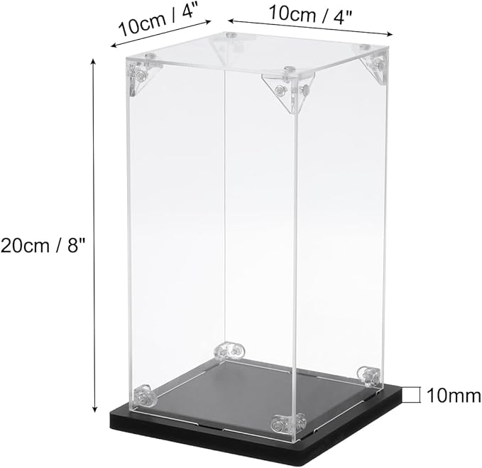 MECCANIXITY Acrylic Display Case, 4''x4''x8'' Clear Display Box Assemble Dustproof Display Box Storage Organizer for Collectibles Action Figures