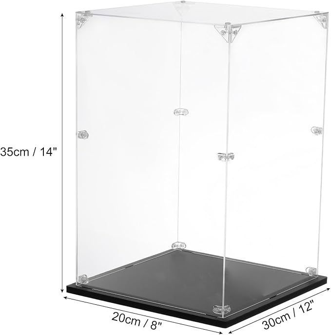 MECCANIXITY Acrylic Display Case, 8''x12''x14'' Clear Display Box Assemble Dustproof Display Box Storage Organizer for Collectibles Action Figures