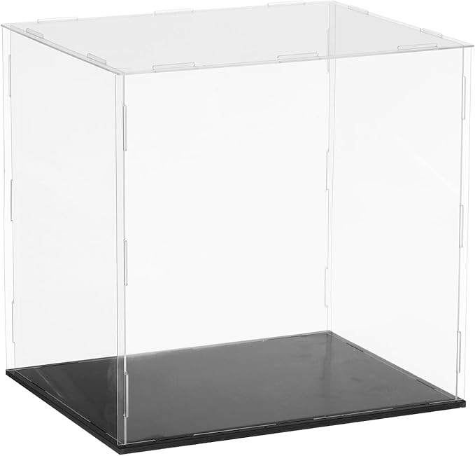 uxcell Acrylic Clear Display Case for Collectibles Self-Assemble Display Clear Boxes with Black Base Dustproof Countertop Storage Box for Collectibles Action Figures, 9.8 x 7.9 x 9.8 Inch