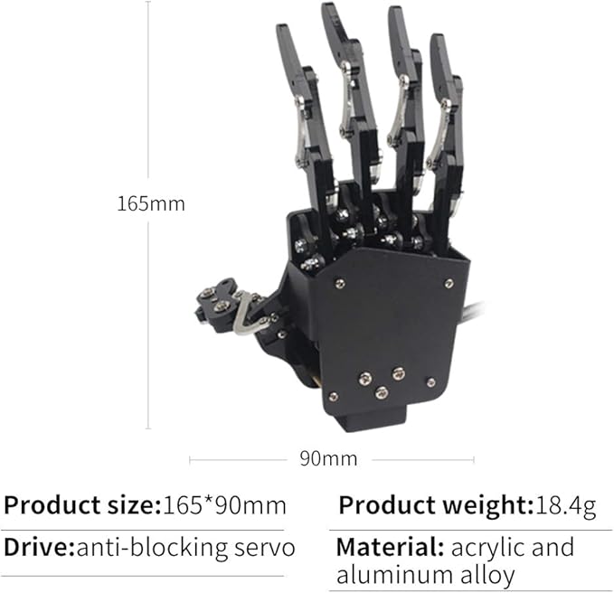 Robot Hand Five Fingers Solely Movement Bionic Robot Mechanical Arm DIY, Left Hand