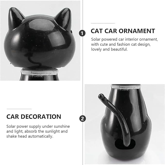 Black Solar Cat Kits Doll Dancing Cat Figure Car Ornament,Dancing Kits Ornament Solar Powered Car Dashboard Interior Decoration Desktop Decor Gift Window Party Car Desk Home Learning and Education