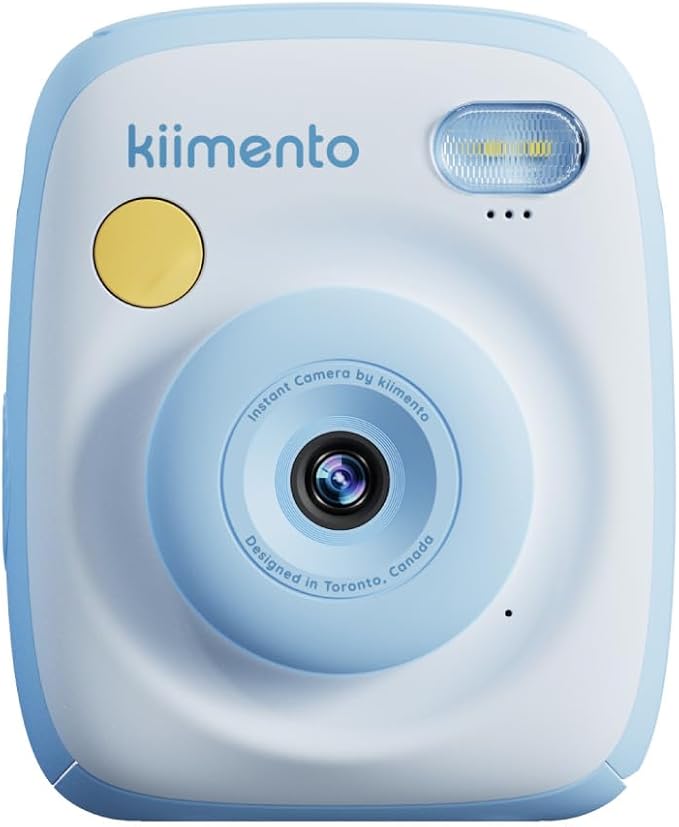 kiimento Instant Print Digital Camera, Ink-Free Thermal Printing with 4 Color-Themed Paper Options, 2.4” HD Screen, Selfie Lens, 48MP Photo, 1080p Video, 32GB Memory Card – Model P2 (Sky Blue)