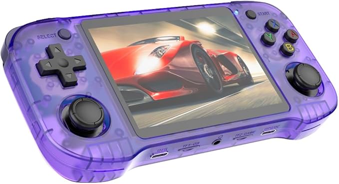 R46H Retro Handheld Game Console - Over 15000 Classic Games, 4.2- Inch IPS Screen, Over 10+Emulators, Rechargeable Portable Pocket Game Console，ChristmasGift (64G Purple)