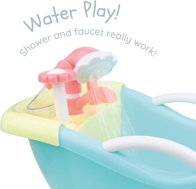 JC Toys - for Keeps Playtime! | Baby Doll Real Working Bath Set | Fits Dolls up to 16" | Shower and Faucet Really Work | Play Accessories | Ages 2+