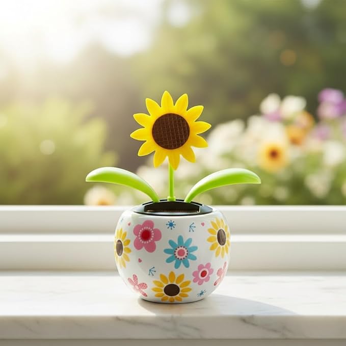 Solar Dancing Flowers Solar Powered Dancing Sunflower, Cute Solar Powered Dancing Swinging Flower, Swinging Solar Power Flip Flap Flower Decor for Car Home Desk,Learning and Education