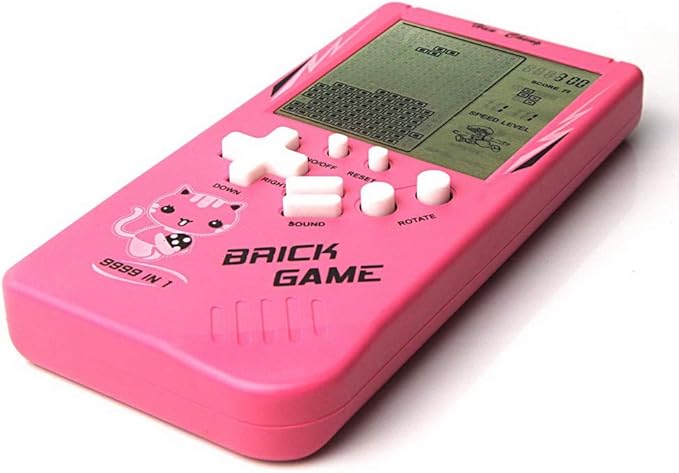 Retro Big Screen Brick Game Console 9999 in 1 Tank/Racing/Shooting Casual Puzzle Game Adjustable Difficulty and Speed Small and Easy to Carry Best Gifts (Pink)