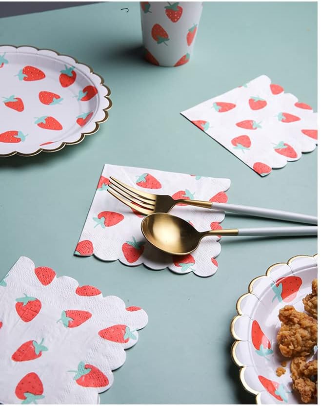 MaitianGuyou Strawberry Plates Party Supplies,40-Count Berry Sweet Fruit Paper Plate Berry Sweet One Birthday Party Decorations for Wedding Baby Show BBQ(Strawberry 1#,7Inches)