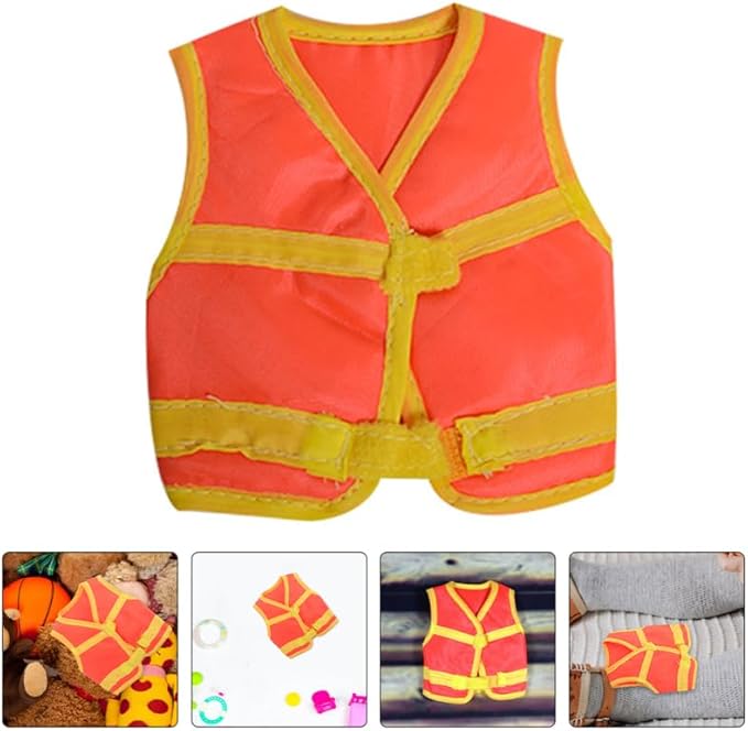 Miniature Construction Vest for Dolls Toy Construction Costume Vest Doll Accessories Safety for 1/6 Soldier Action Figures DIY Dress up Set