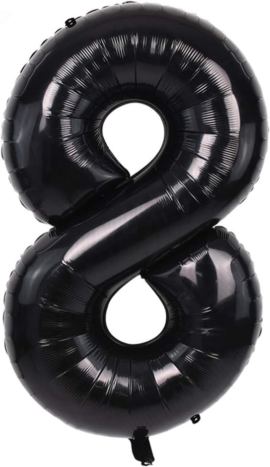 TONIFUL 40 Inch Black Large Numbers0-9,Number 8 Digital 8 Helium Balloons,Foil Mylar Big Number Balloons for 2026 Graduation New Year Eve Birthday Party supplies Decorations