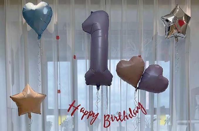 Lilac Number 1 Balloon 40 Inch, 1st Birthday Balloon for Baby Boy Girl Toddler First Birthday Decorations, Shiny Lilac Party Supplies