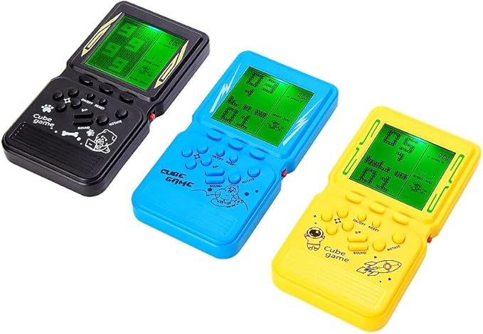CZT New Retro Block Game Console Green Backlight Large Screen More Convenient for Playing Games Classic Nostalgia Puzzle Built-in 999 in 1 Brick Game Children's Gift (Blue)