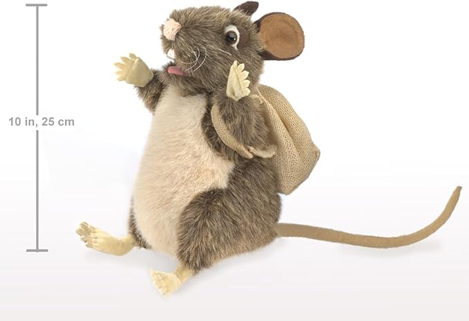 Folkmanis Pack Rat Hand Puppet, Brown, Beige, 1 EA