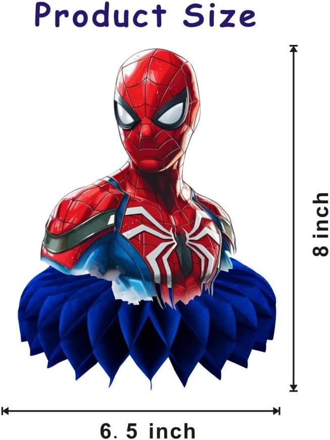 8Pcs Spider Honeycomb Table Centerpiece Spider Birthday Party Supplies Table Decorations for Kids Party Decorations
